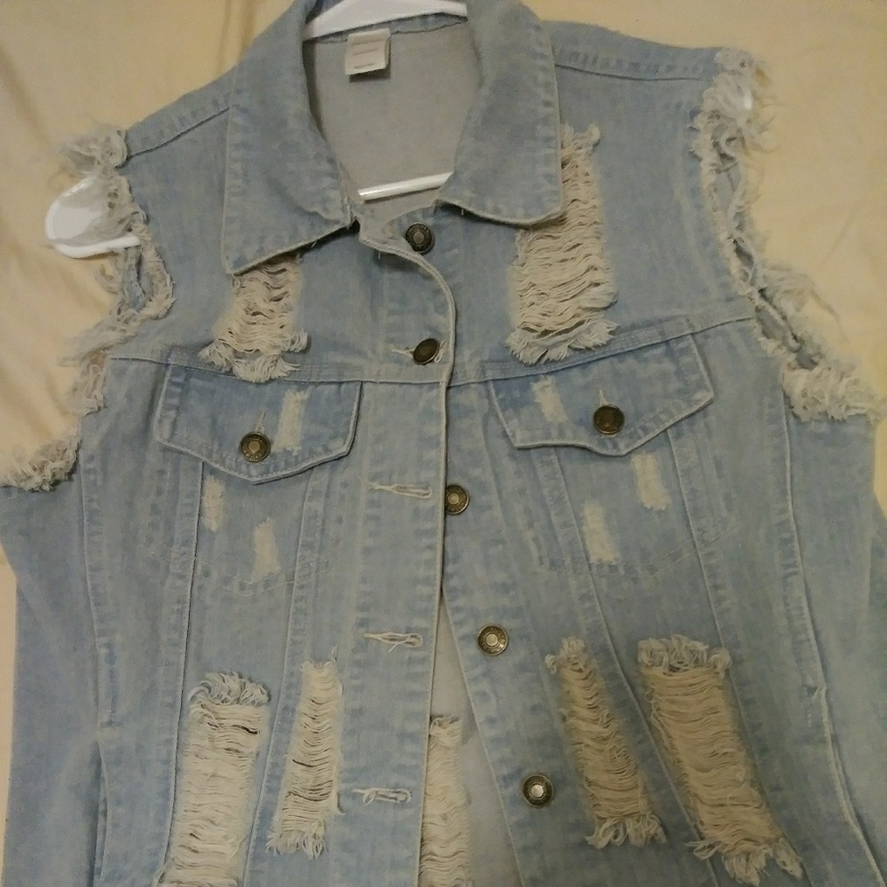 distressed denim vest